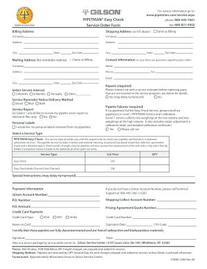 Pipette Service Order Form