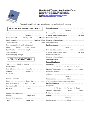 Residential Tenancy Application Form