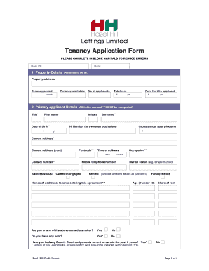 UK Tenancy Application Form