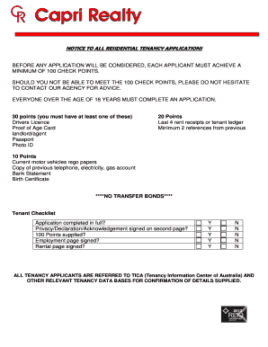 Residential Tenancy Application Form