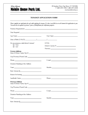 Tenancy Application Form