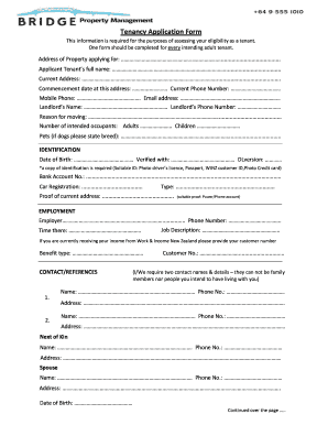 New Zealand Tenancy Application Form