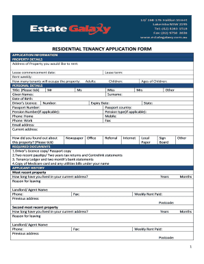 Residential Tenancy Application Form
