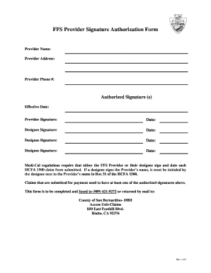 FFS Provider Signature Authorization Form