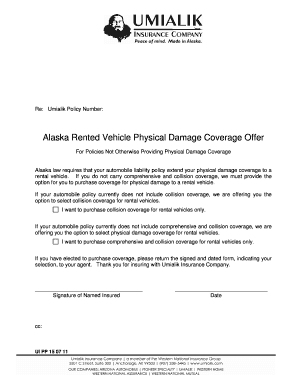 Alaska Rental Vehicle Physical Damage Coverage Offer