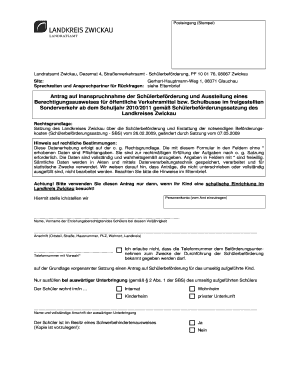 Antrag auf Inanspruchnahme der Schülerbeförderung