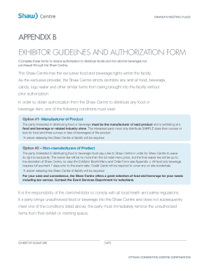 Exhibitor Food and Beverage Authorization Form