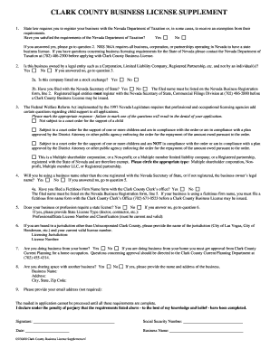 Clark County Business License Supplement