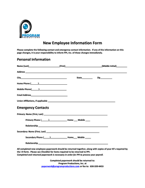 New Employee Information Form