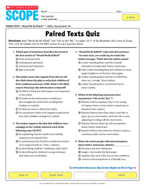 Paired Texts Quiz