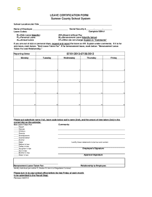 Leave Certification Form