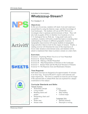 NPS Activity Sheets for Watershed Education