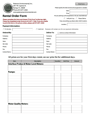 Rental Order Form