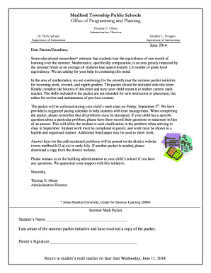 Summer Math Packet