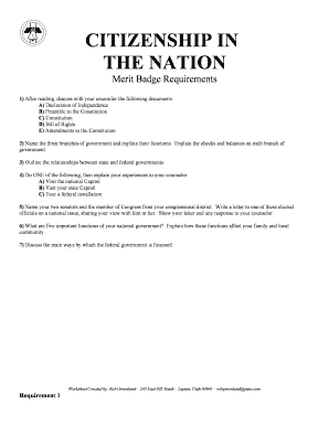 Citizenship in the Nation Merit Badge Worksheet