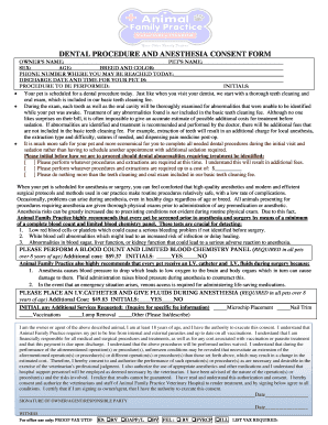Dental Procedure and Anesthesia Consent Form
