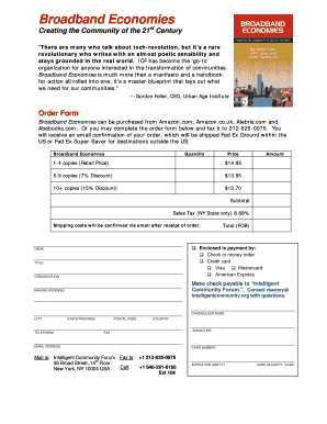Broadband Economies Order Form