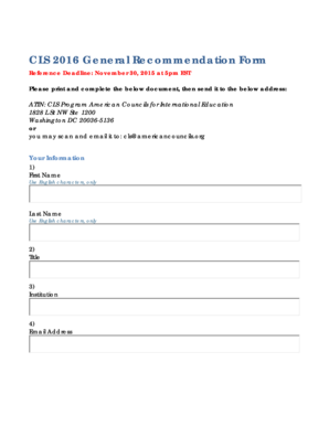 CLS 2016 General Recommendation Form