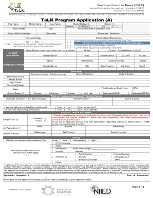 TaLK Program Application