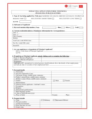 Dubai Visa Application Form