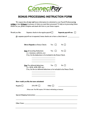 Bonus Processing Instruction Form
