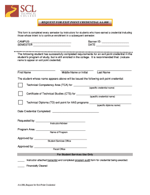 Request for Exit Point Credential