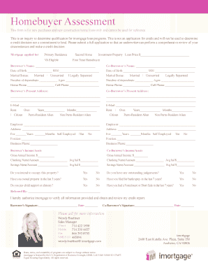 Homebuyer Assessment Form