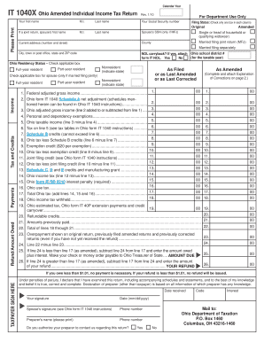 Ohio Amended Individual Income Tax Return