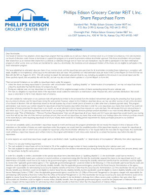Phillips Edison Grocery Center REIT Share Repurchase Form