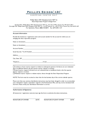 Phillips Edison-ARC Share Repurchase Program Change Form