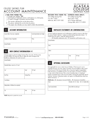 UA College Savings Plan Account Maintenance Form