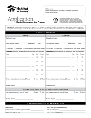 Habitat for Humanity Homeownership Application