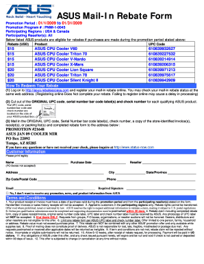 ASUS Mail-In Rebate Form