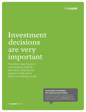 ACC Superannuation Scheme Investment Statement