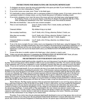 Designation of Beneficiary Form