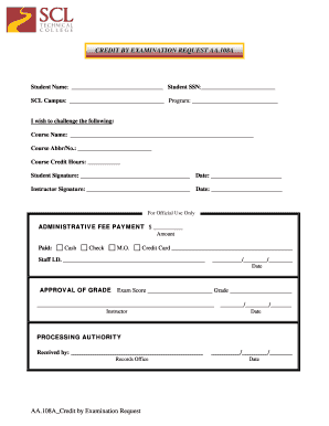 Credit by Examination Request Form
