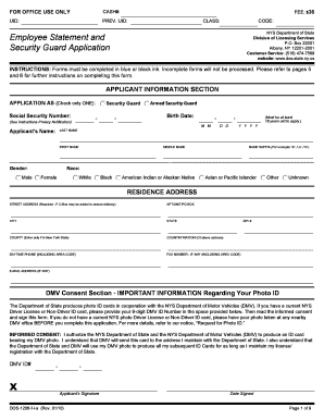 New York Security Guard Application Form