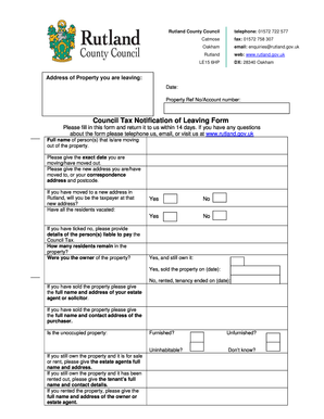 Council Tax Notification of Leaving Form
