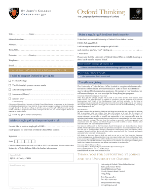 University of Oxford Donation Form
