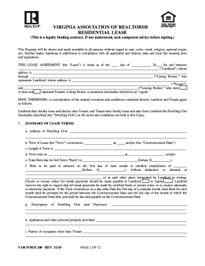 Virginia Residential Lease Agreement