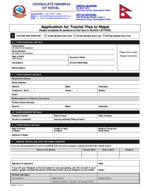 Nepal Tourist Visa Application