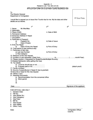 Nepal Non-Tourist Visa Application Form