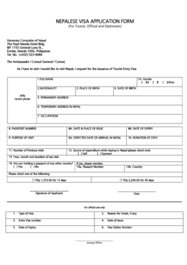 Nepal Visa Application Form