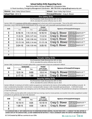School Safety Drills Reporting Form