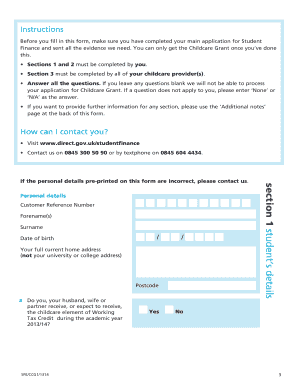 Childcare Grant Application Form