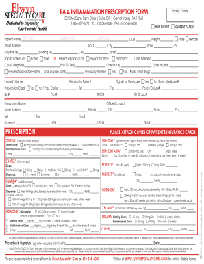 RA & Inflammation Prescription Form