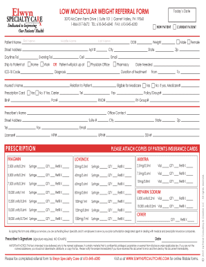 Low Molecular Weight Referral Form