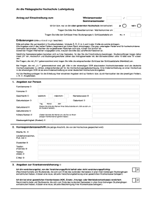 Antrag auf Einschreibung