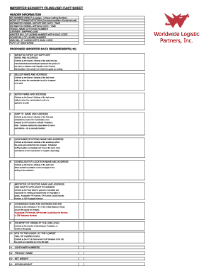 Importer Security Filing Form
