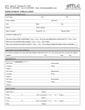Employment Application Form